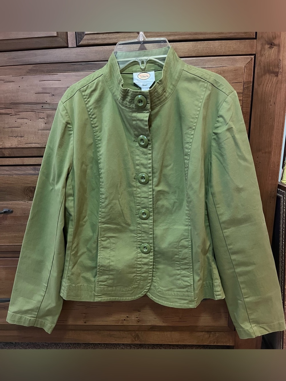 Talbots Olive Green Stand-Collar Button Jacket Size 16